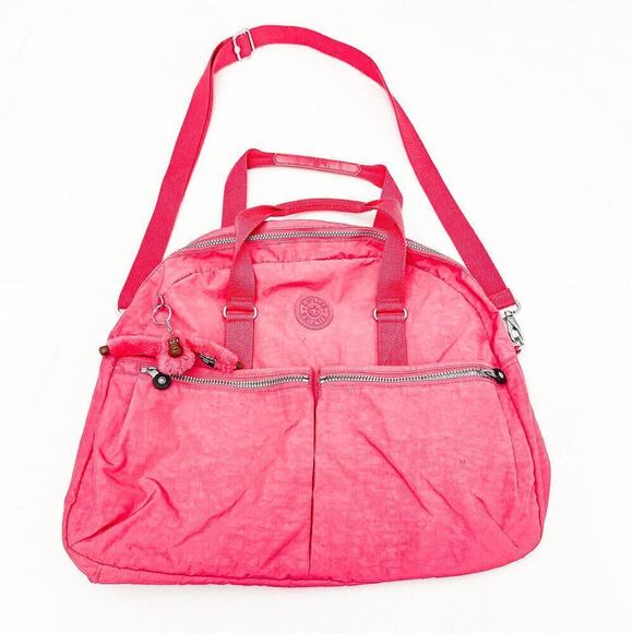 Kipling Eugena Emmy Satchel Emmy Hot Pink Luggage Bag Weekender - Picture 1 of 9